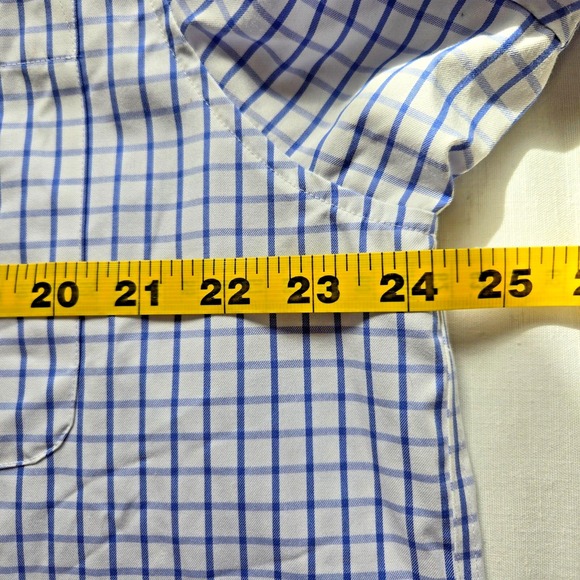 Duluth Trading Mens LT  Blue Check Short Sleeve Button Large Tall‎ Relaxed Fit - Picture 5 of 8